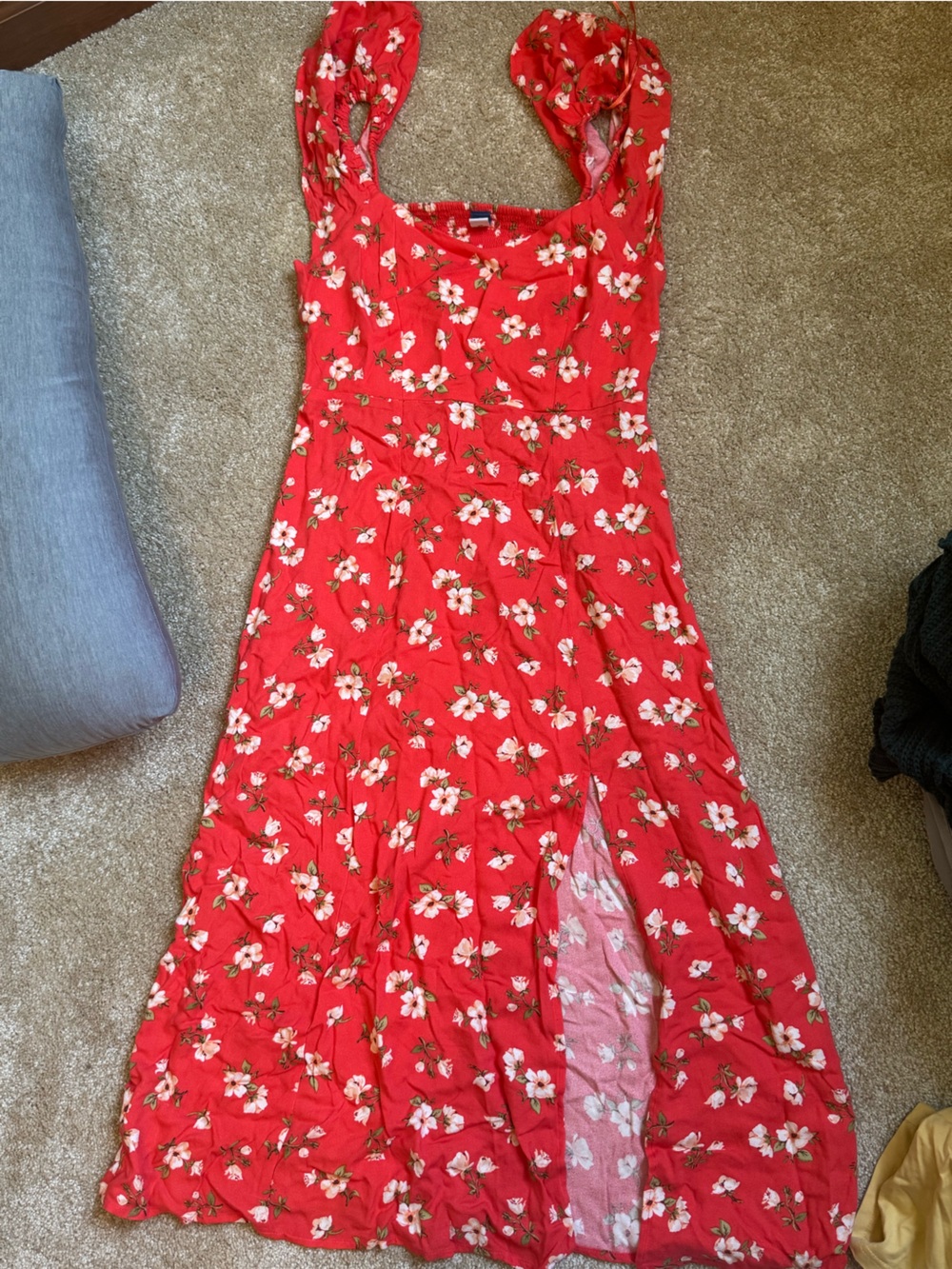 Old Navy Red Floral Midi Dress
